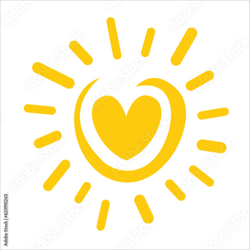 Sunshine and heart Pattern, Yellow sunshine, Sunshine White Backgrounds, Hello Sunshine Wallpaper Love Cards Vector Stock Vector Illustration.