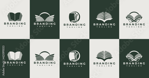 Set of modern abstract education book logo design