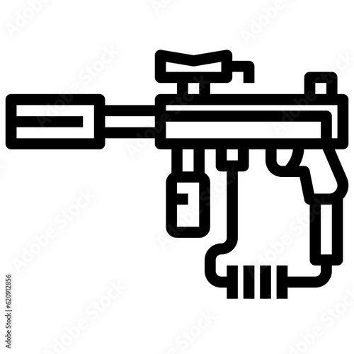 pistol line icon linear outline graphic illustration