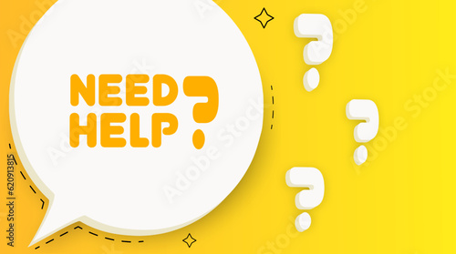 Need help banner. Speech bubble with Need help text. Business concept. 2d illustration. Pop art style. Vector line icon for Business