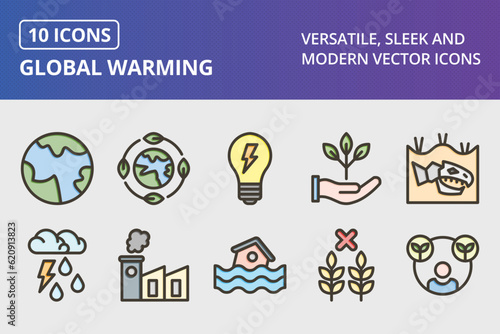 Vector Global Warming Icon Set

