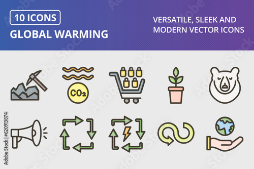 Vector Global Warming Icon Set
