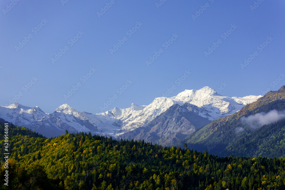 Great Caucasus Mountains in upper Svaneti region near Mestia in Georgia.