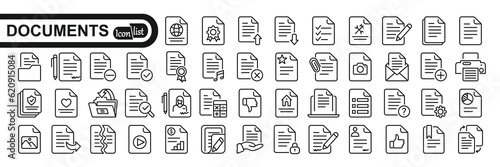 Document line icon set. Documents symbol collection. Different documents icons vector illustration
