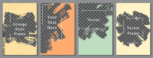 Brush stroke painted frame social media story post template set.