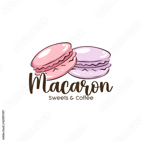 Delicious Macaron Logo, Pink and Lilac Macarons