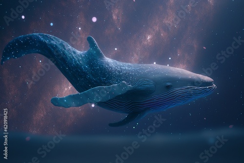 whale floating in starry outer space, Generative AI
