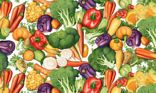  a bunch of different types of vegetables on a white background.  generative ai