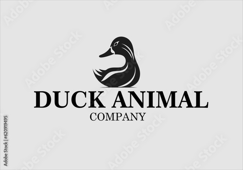 duck animal vector logo design, vector illustration. Emblem design on white background