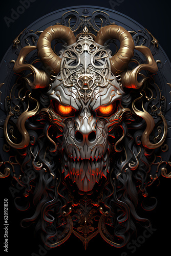 The occult skull tshirt design dark art illustration