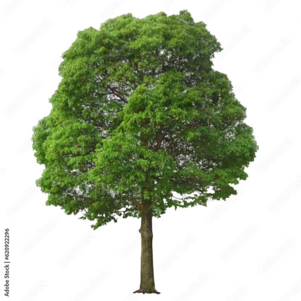 Fototapeta premium Green tree isolated on translucent background forest and summer leaves