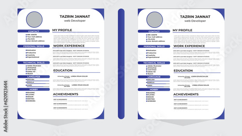 Professional Resume CV Template Layout.