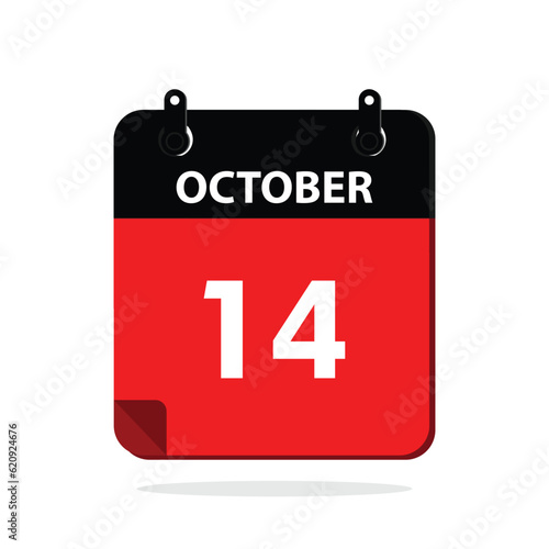  calender icon, 14 october icon with white background