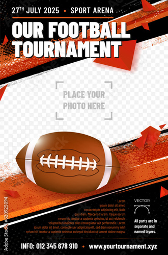 American football tournament poster template with ball