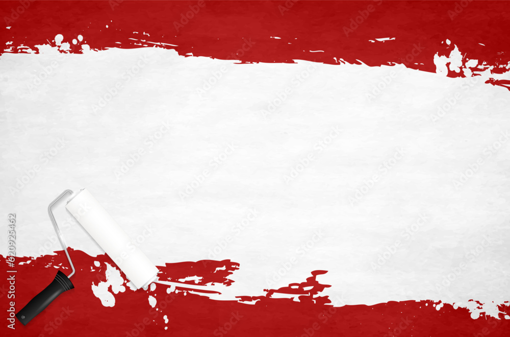 © Jaroslav Machacek - Paint roller and background of red and white paint splashes with texture © Jaroslav Machacek - Paint roller and background of red and white paint splashes with texture