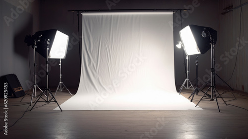 lighting setup in professional photography studio room
