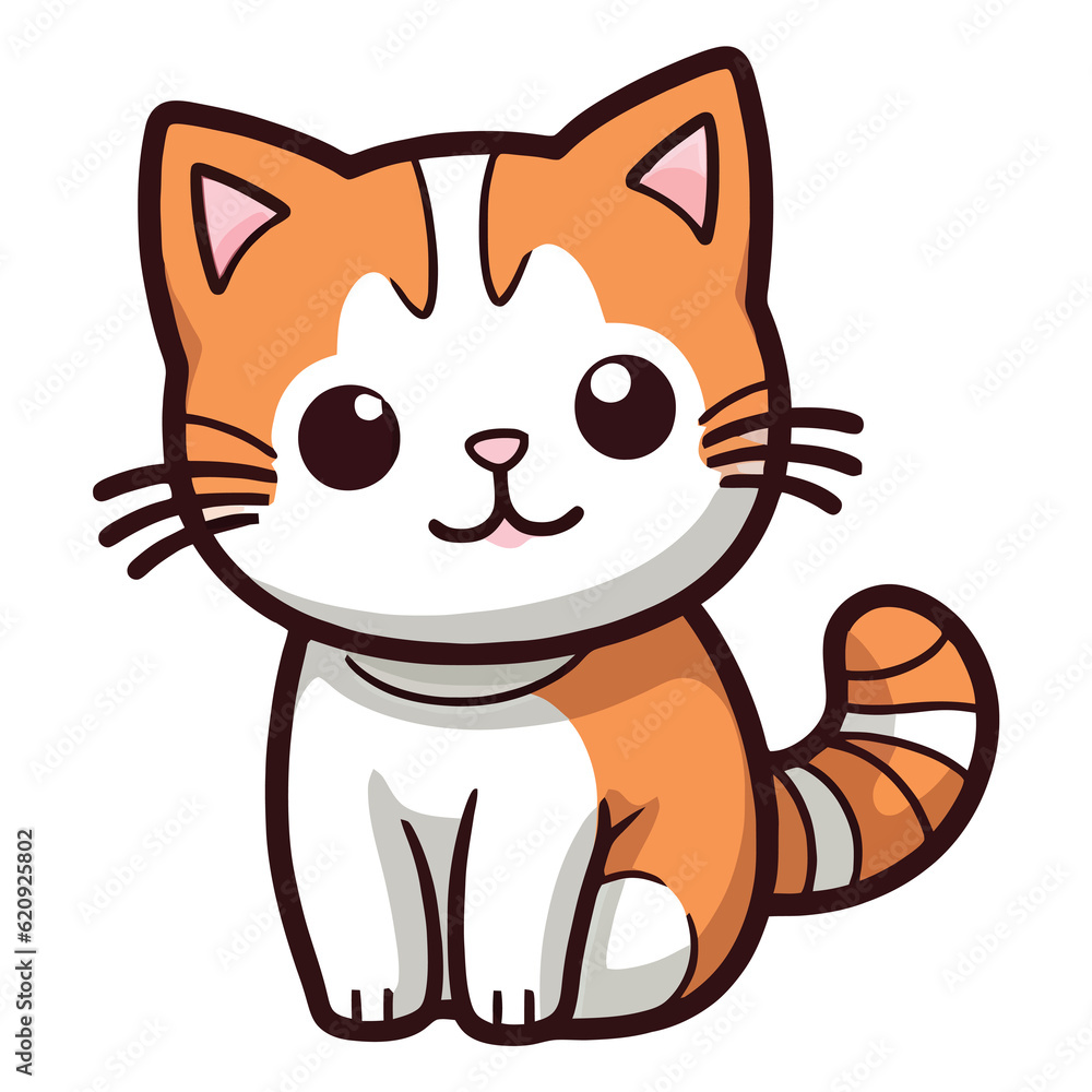 Serenading Delight: Charming Cat in a Captivating 2D Illustration