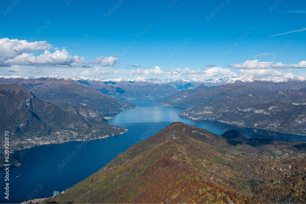 Panoramic view of Lake Como, Aerial view, Autumn