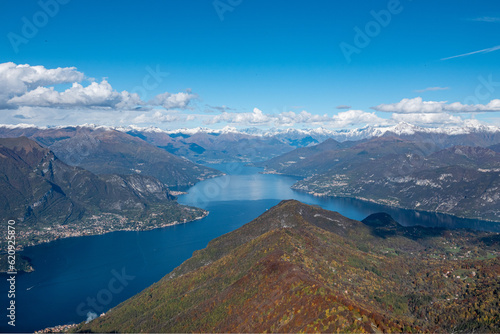 Panoramic view of Lake Como, Aerial view, Autumn