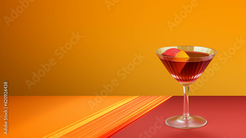 Brown hanky panky Cocktail on colorful background. Copy Space on the side. Generative AI.