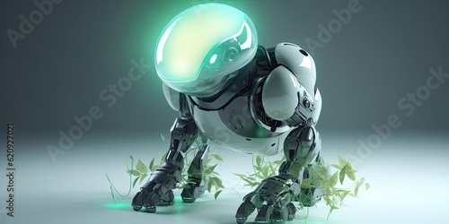 Friendly positive cute Robot. AI 3D illustration. Technology concept..