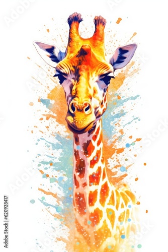 fluidity and unpredictability of watercolors by creating a dynamic and energetic Giraffe print. bold brushstrokes and splashes of color to depict the Giraffe movement and power