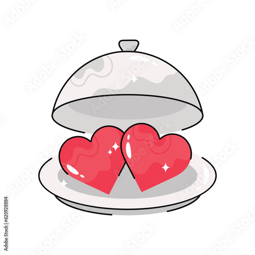 Heart cloche doodle vector outline Sticker. EPS 10 file