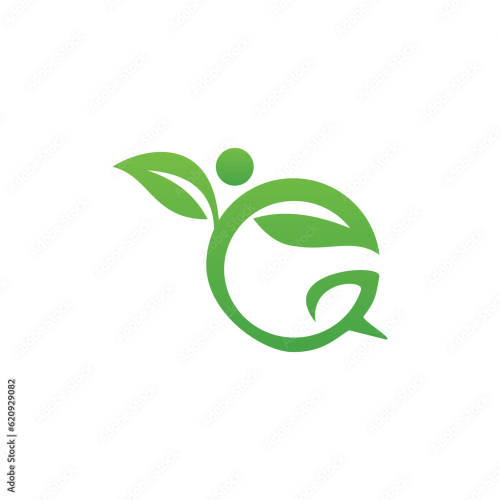 Beauty leaf people logo circle simple design. Spa symbol Beauty leaf people logo circle simple design. Spa symbol