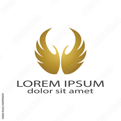 Luxury wings elegant design logo template. Gold eagle falcon design
