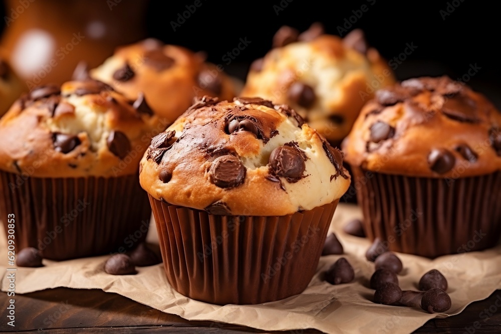 Chocolate Muffin Delights. Generative AI