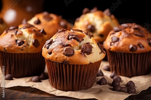 Chocolate Muffin Delights. Generative AI