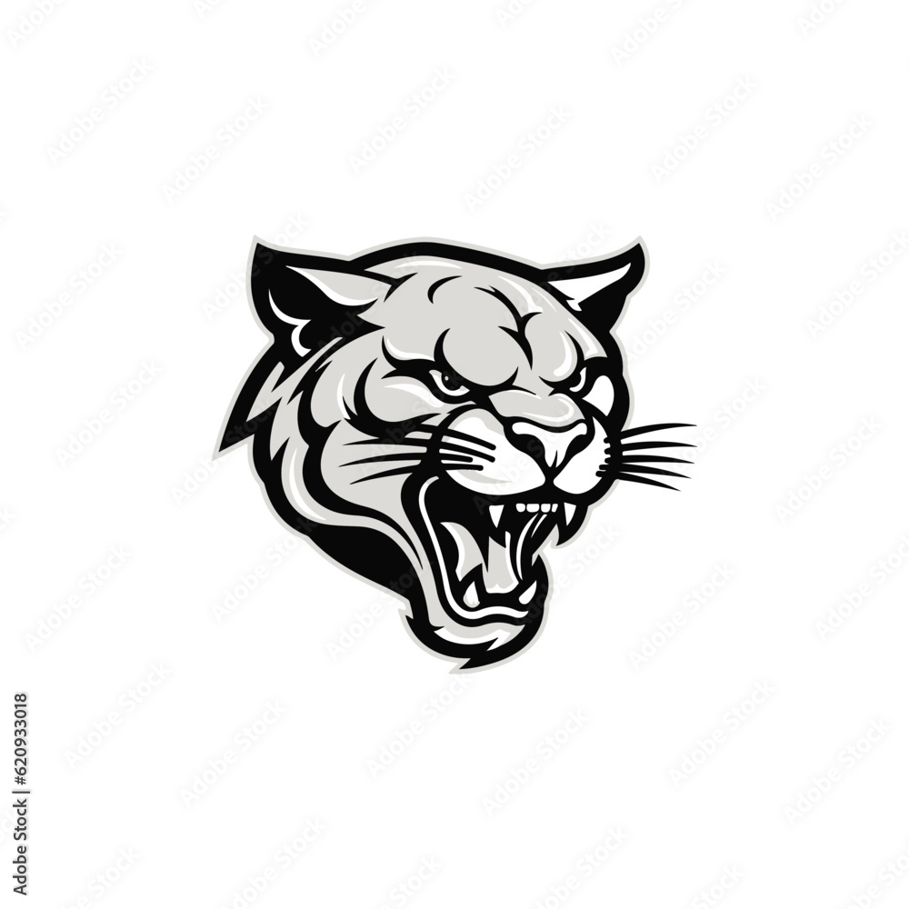 Cougar logo. Fearless Panther. Roaring Predator. Roaring Panther. Panther half body.Design elements in T-shirt Vector illustration.family, vector symbolic. Cougar logo. Fearless Panther. Roaring Predator. Roaring Panther. Panther half body.Design elements in T-shirt Vector illustration.family, vector symbolic.