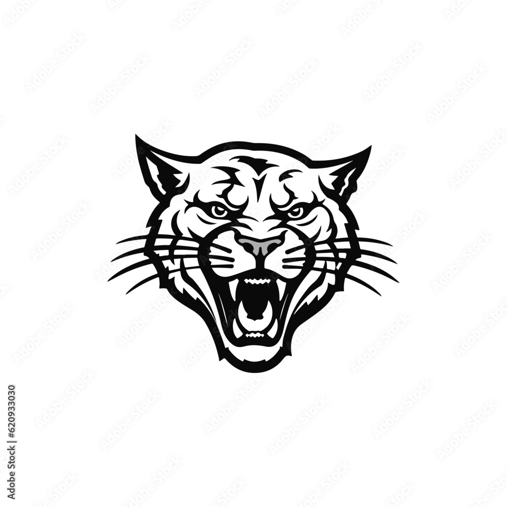 Cougar logo. Fearless Panther. Roaring Predator. Roaring Panther. Panther half body.Design elements in T-shirt Vector illustration.family, vector symbolic.