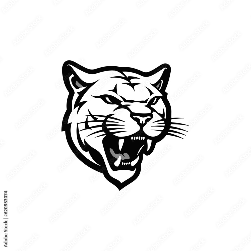Cougar logo. Fearless Panther. Roaring Predator. Roaring Panther. Panther half body. Roaring fang face. Combine with text. Design elements in T-shirt Vector illustration. family, vector symbolic Cougar logo. Fearless Panther. Roaring Predator. Roaring Panther. Panther half body. Roaring fang face. Combine with text. Design elements in T-shirt Vector illustration. family, vector symbolic