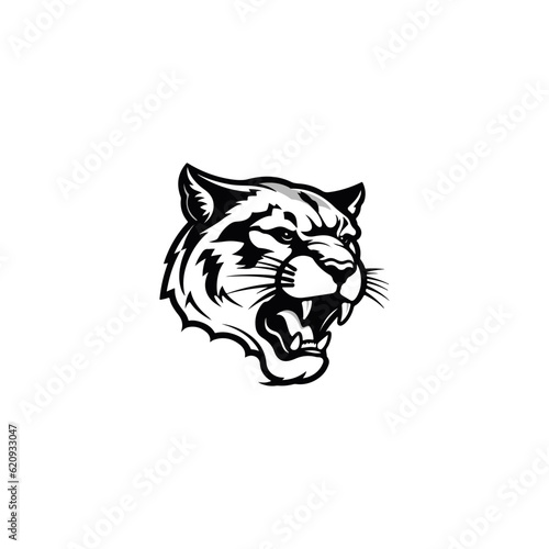Cougar logo. Fearless Panther. Roaring Predator. Roaring Panther. Panther half body. Roaring fang face. Combine with text.  Design elements in T-shirt Vector illustration. family, vector symbolic 
