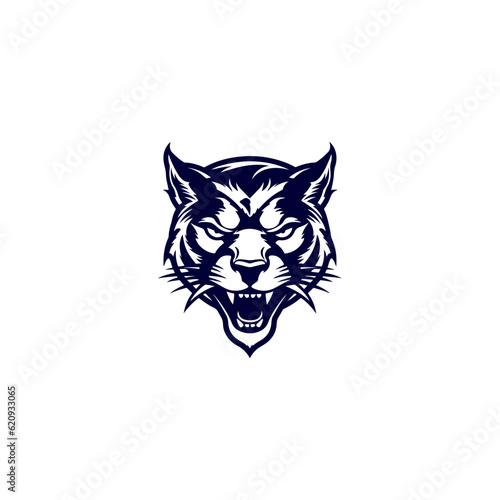 Cougar logo. Fearless Panther. Roaring Predator. Roaring Panther. Panther half body. Roaring fang face. Combine with text. Design elements in T-shirt Vector illustration. family, vector symbolic 