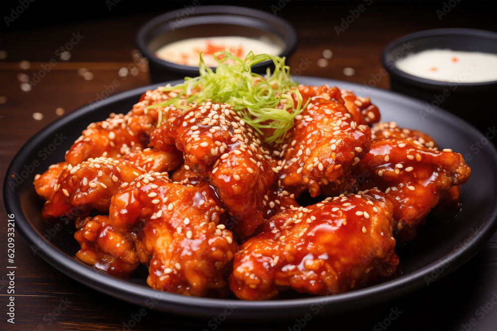 chicken with sweet and spicy background