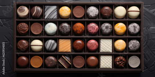 Luxury candy box with Belgium chocolate candies generative ai