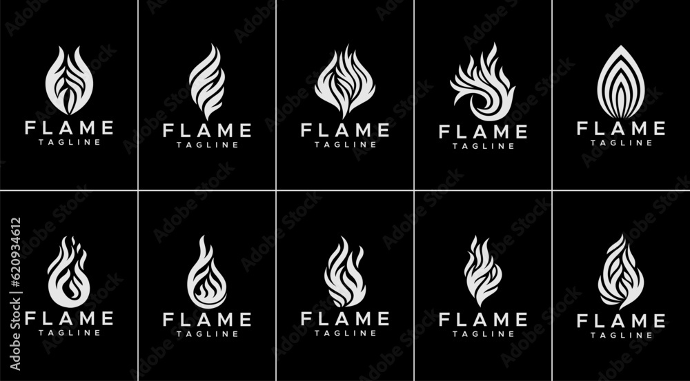 Set of abstract flame logo design