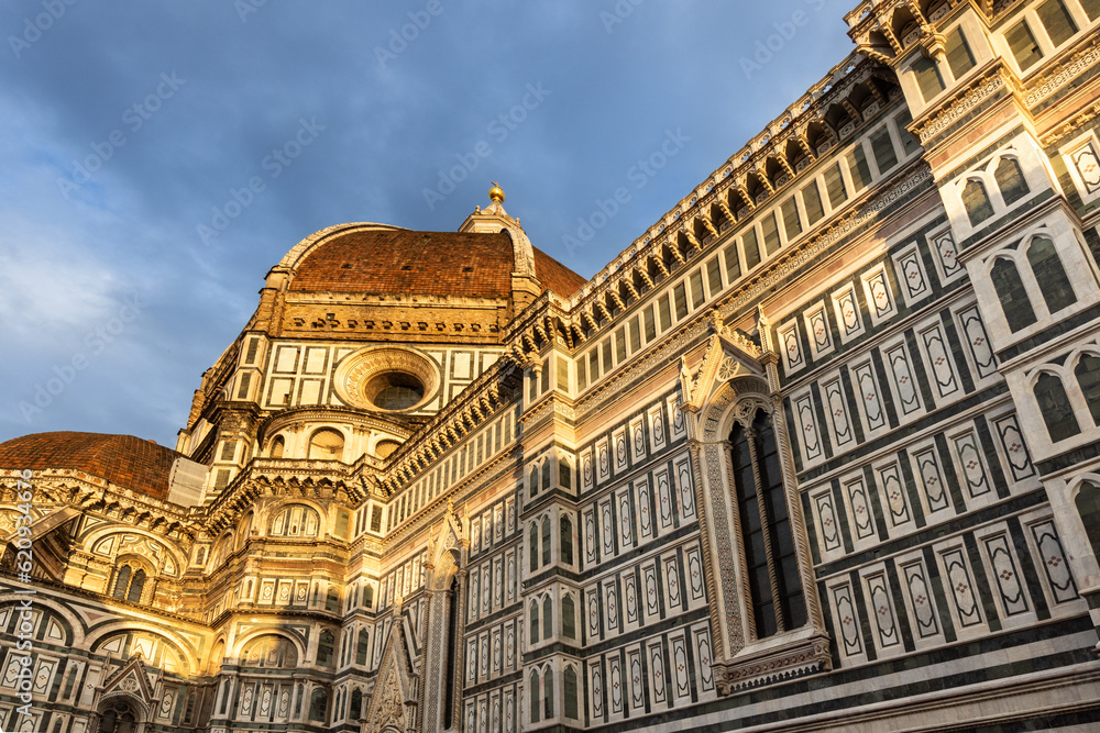 Closeup of Santa Maria del Fiore or popularly known as Duomo of Florence is popular historic attraction in Florence, Italy
