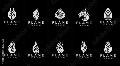 Set of abstract flame logo design