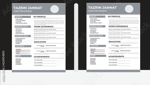 Professional Resume CV Template Layout.Modern Resume Design Layout.