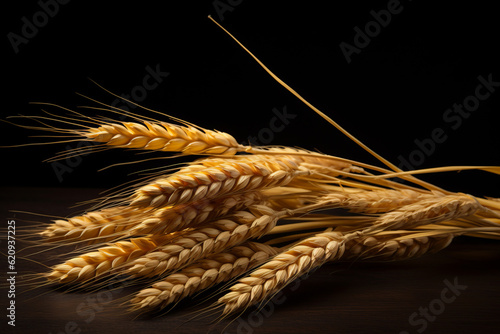Wheat fruit photo with black background. AI Generated