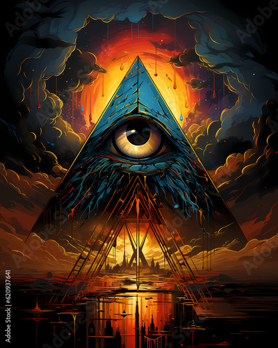triangle eye tshirt tattoo design dark art illustration