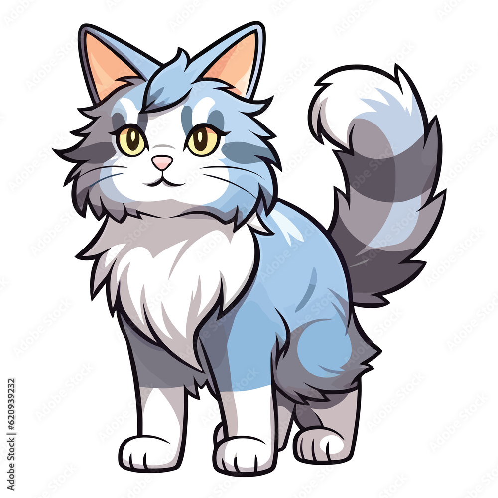 Majestic Charm: Striking 2D Illustration of a Siberian Cat Majestic Charm: Striking 2D Illustration of a Siberian Cat