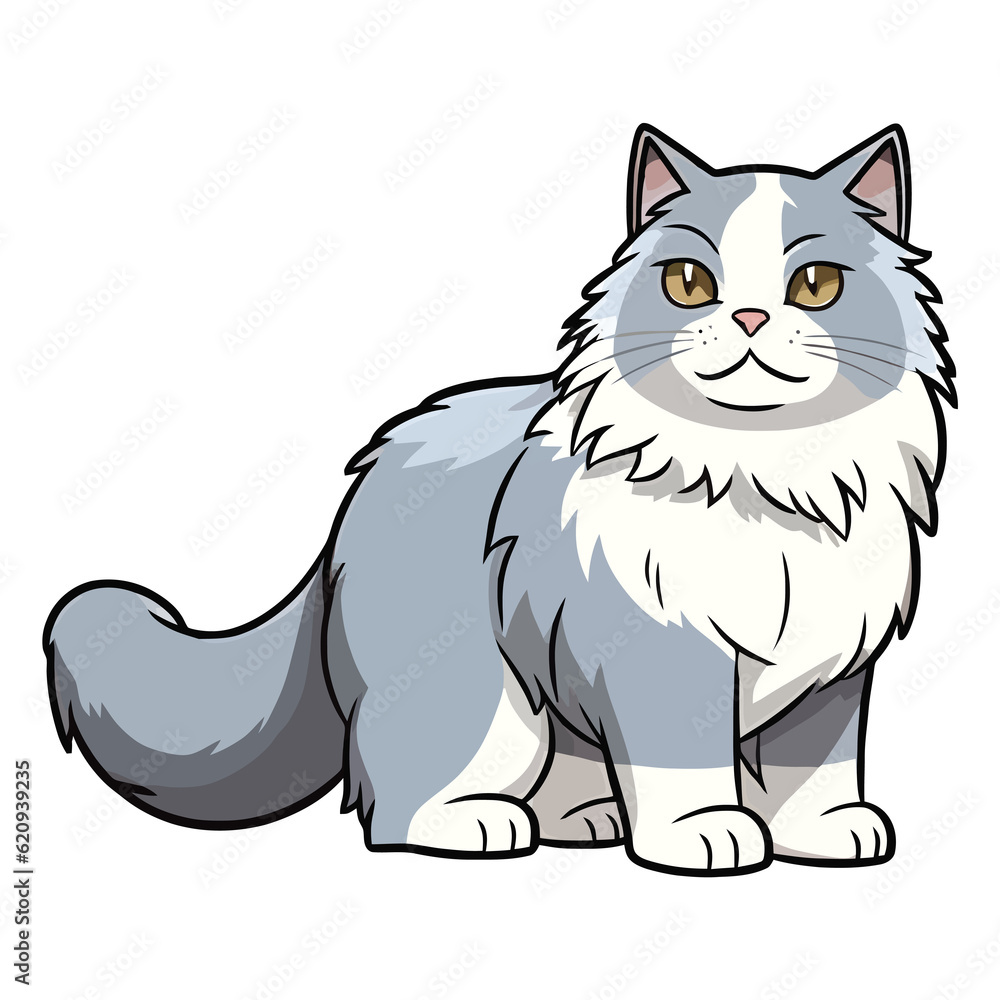 Majestic Charm: Striking 2D Illustration of a Siberian Cat Majestic Charm: Striking 2D Illustration of a Siberian Cat