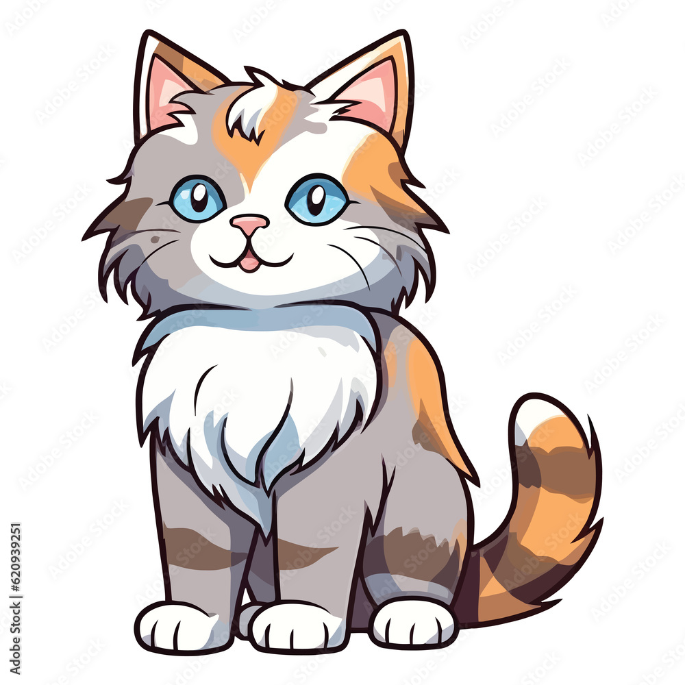 Majestic Charm: Striking 2D Illustration of a Siberian Cat Majestic Charm: Striking 2D Illustration of a Siberian Cat