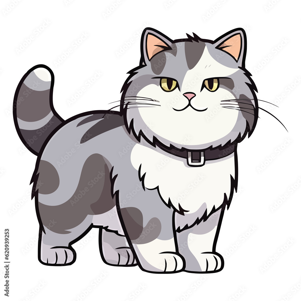 Obraz premium Majestic Charm: Striking 2D Illustration of a Siberian Cat