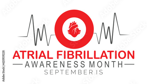 National Atrial Fibrillation (AFIB) Awareness Month is observed every year in September. banner design template Vector illustration background design.