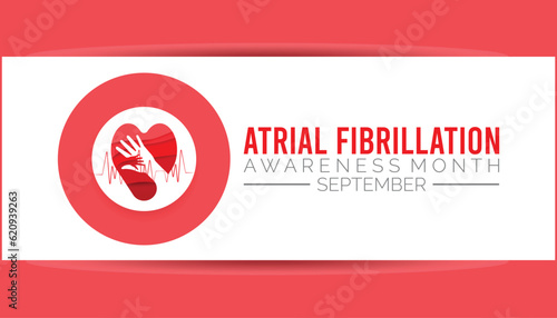 National Atrial Fibrillation (AFIB) Awareness Month is observed every year in September. banner design template Vector illustration background design.